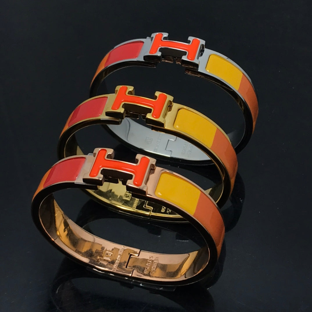 Hermes H Bracelet Orange Rainbow Ceramic