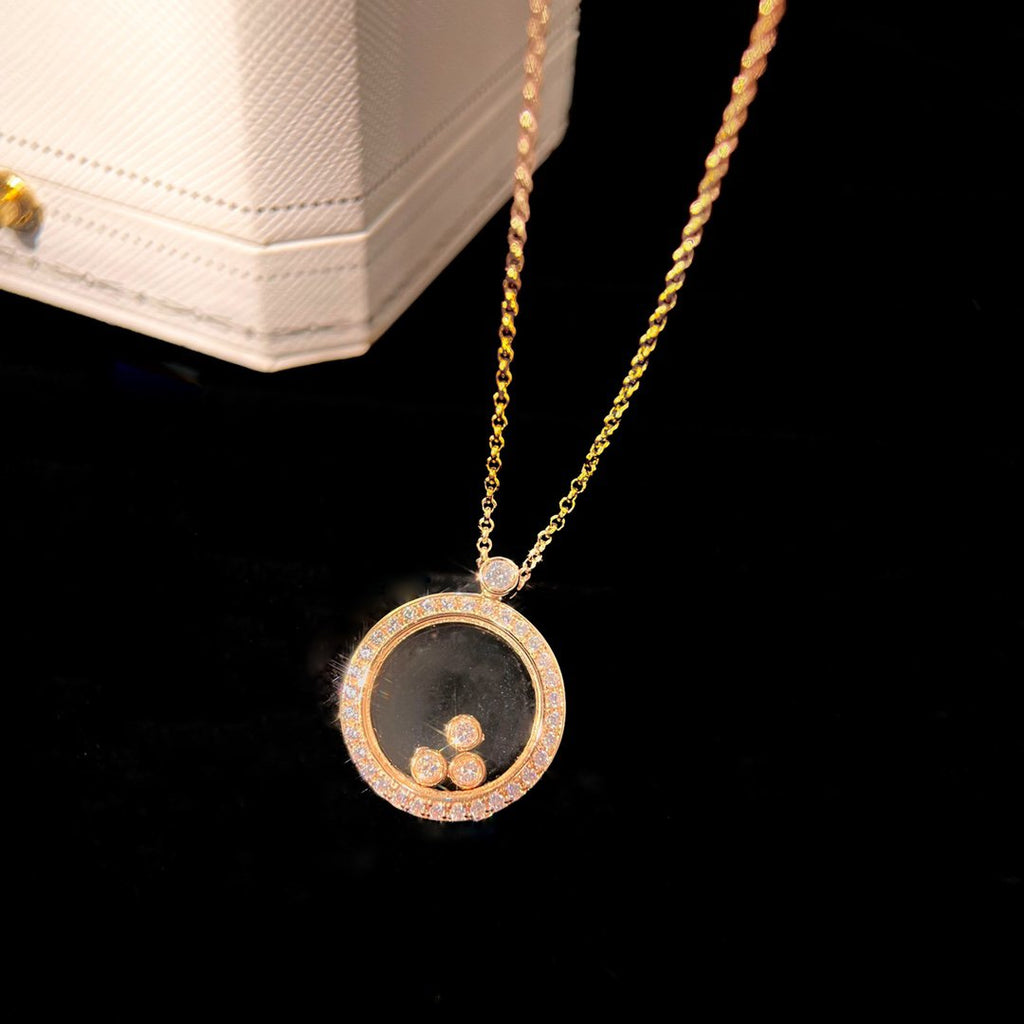 Chopard Happy Heart Cubic Zirconia Pink Gold Necklace