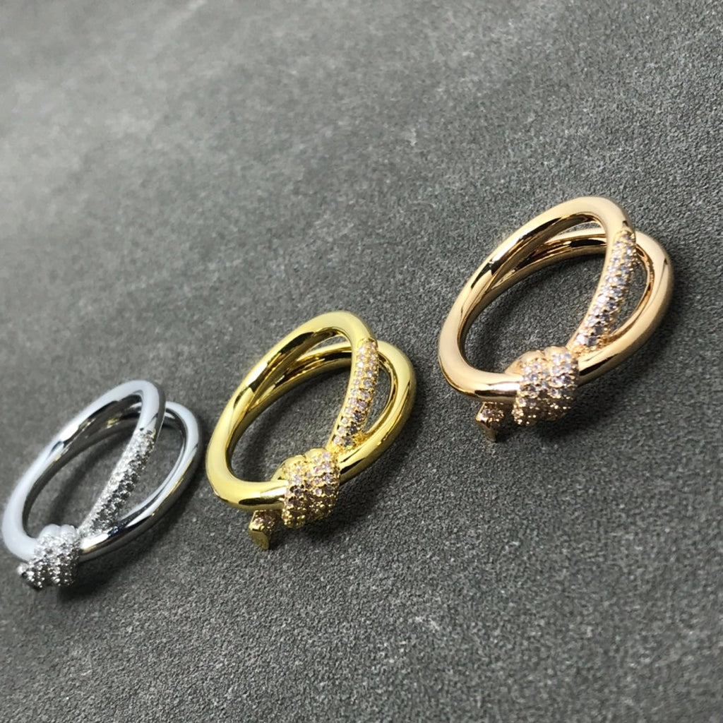 Tiffany Knot Ring Double Row Cubic Zirconia