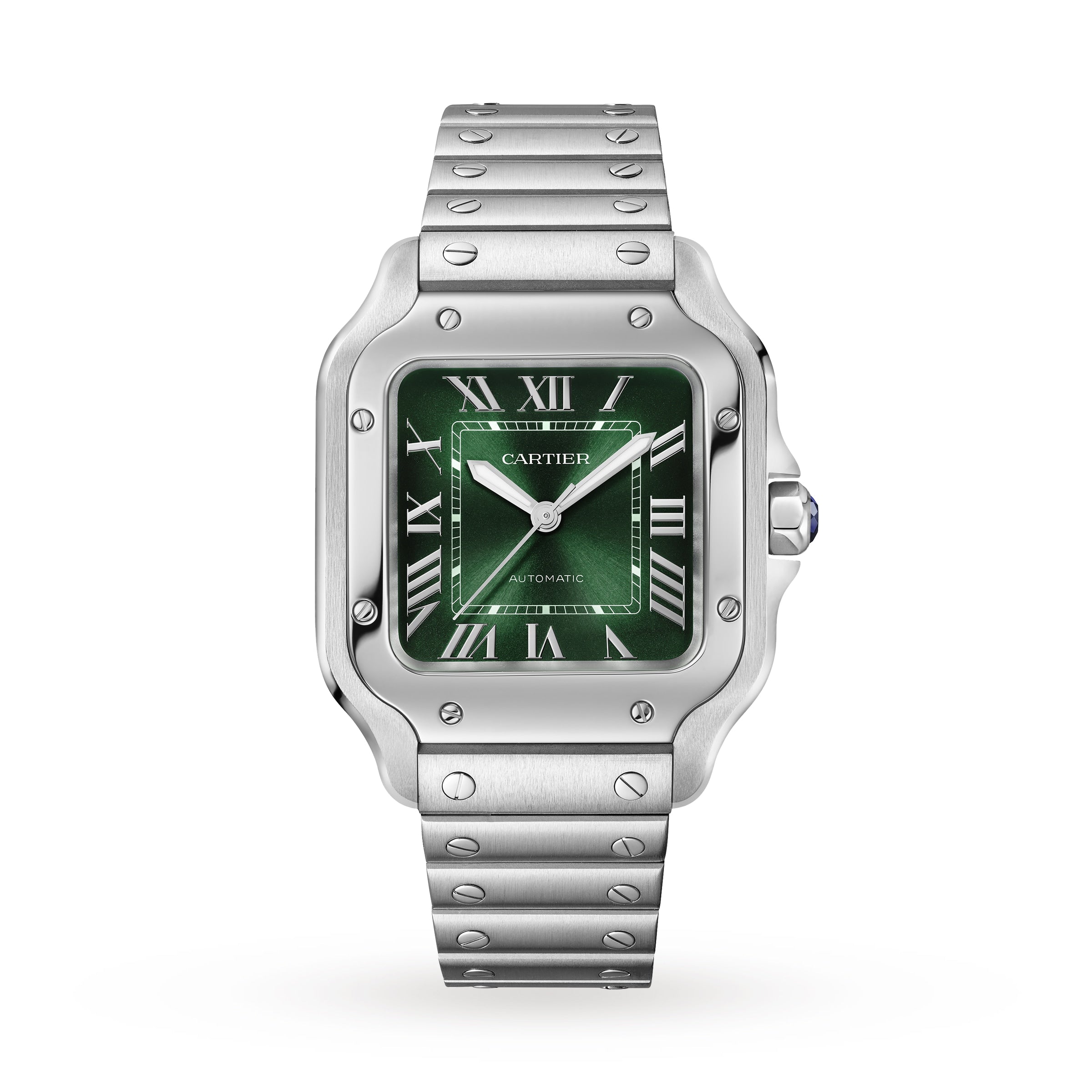 Santos de Cartier Medium Model Watch - 35mm, Steel, Green Dial