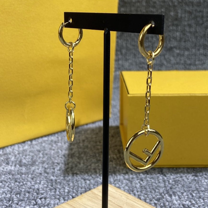 Fendi F Drop Gold Earrings