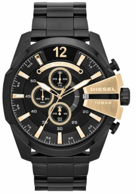 Diesel DZ4338 Mega Chief Chronograph Men's Watch - Black Dial & Black Stainless Steel Strap