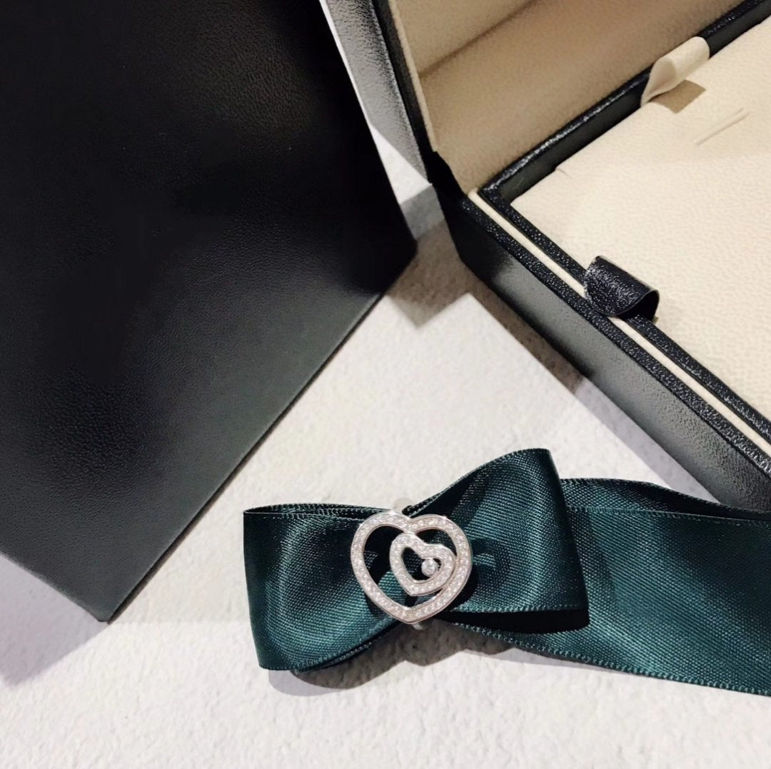 Chopard Double Heart Silver Diamond Ring