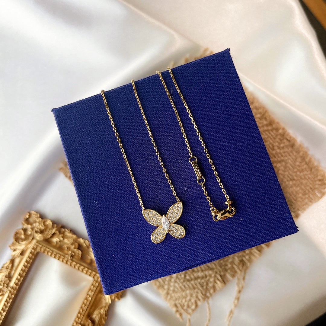 Graff Butterfly Gold Cubic Zirconia Paved Necklace