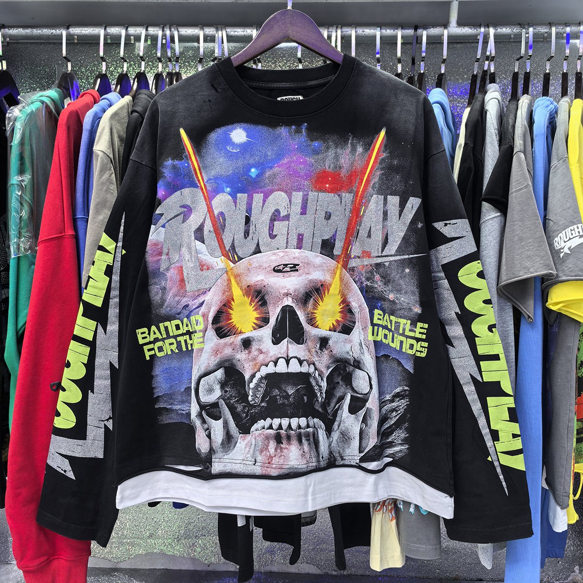 Rough Play Power Skull Long-Sleeve T-Shirt — context