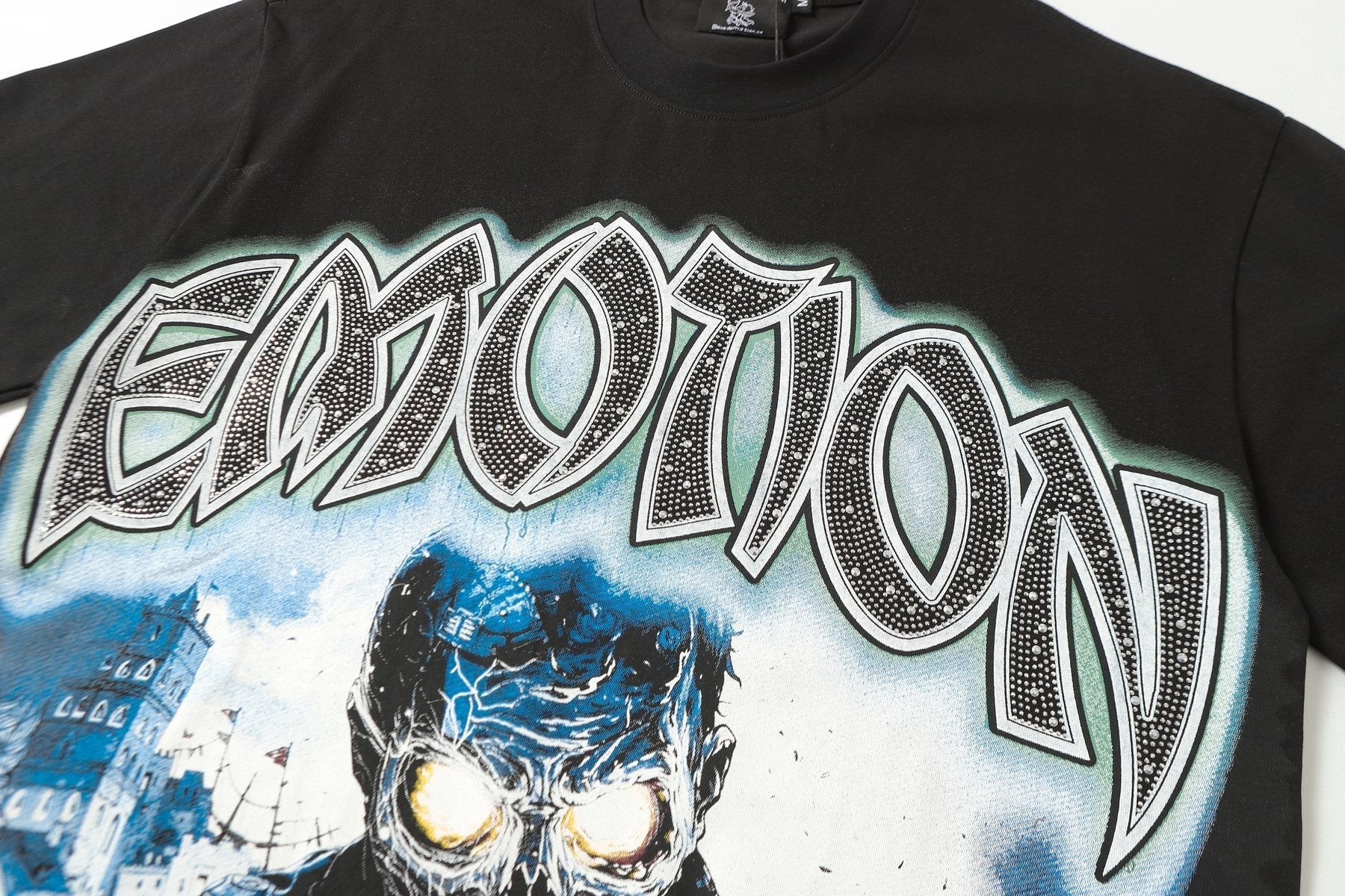 MIXED EMOTION Rhinestone Graphic T-Shirt — detail