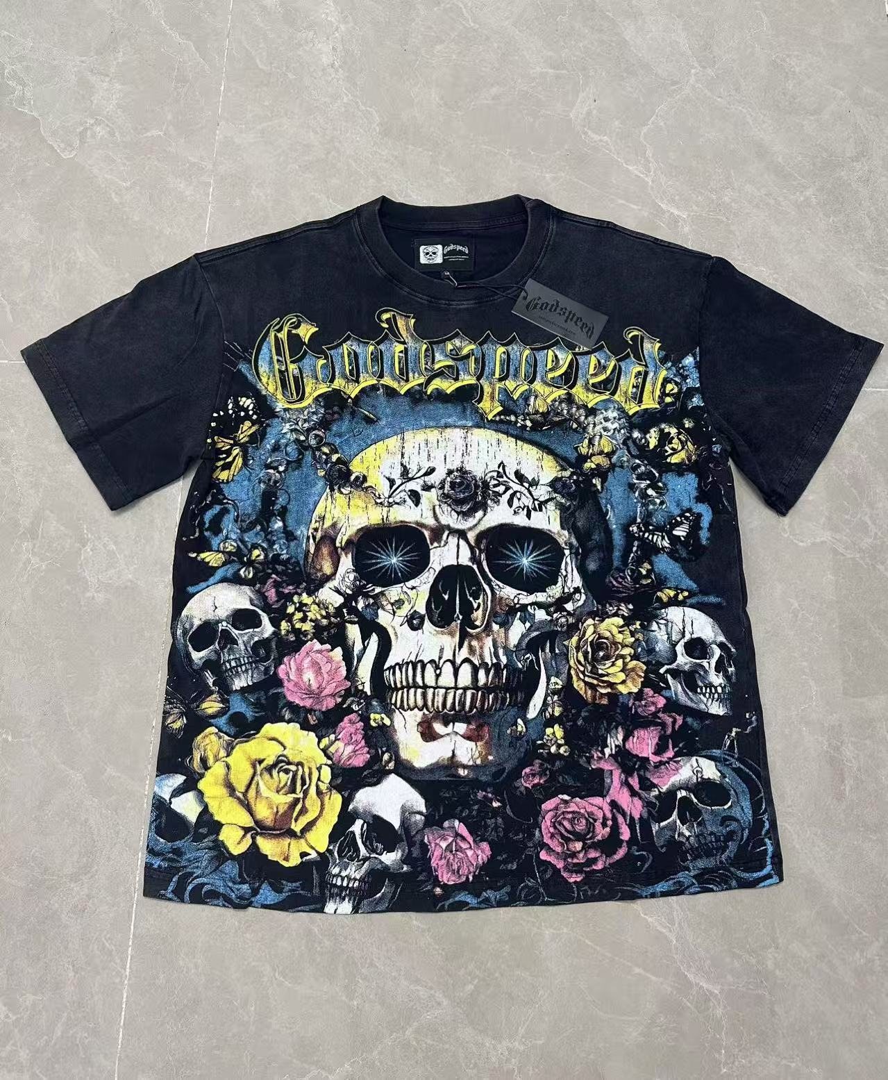 Godspeed Skull & Rose Graphic T-Shirt — front