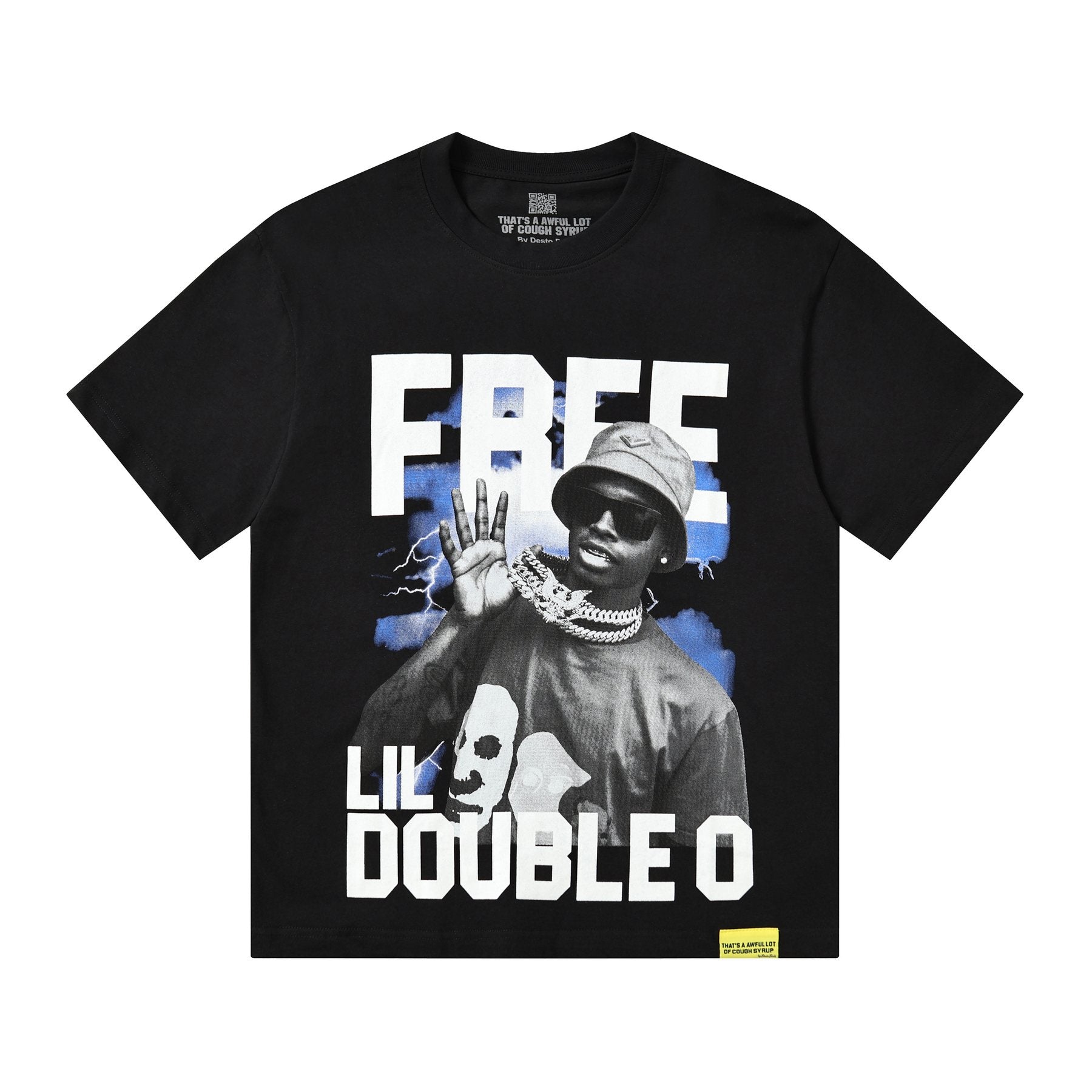 THAT'S A AWFUL LOT OF COUGH SYRUP White & Blue Graphic T-Shirt — front