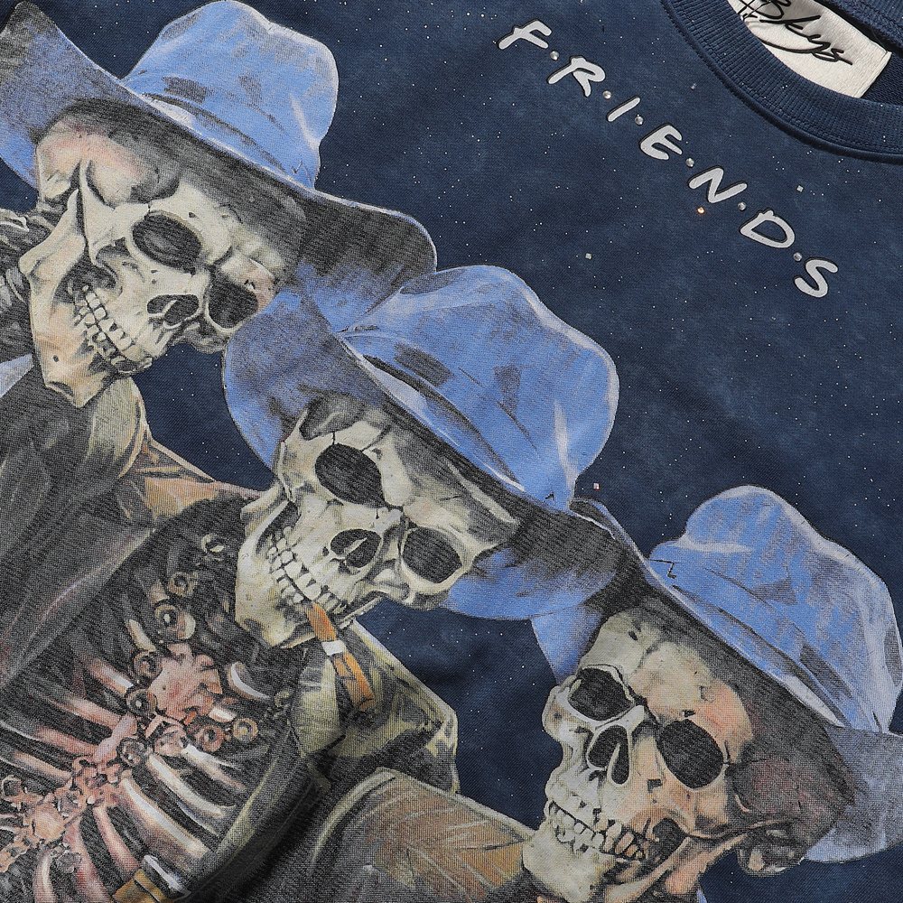 BKYS Revival Rock Skeleton Graphic Short-Sleeve T-Shirt — detail