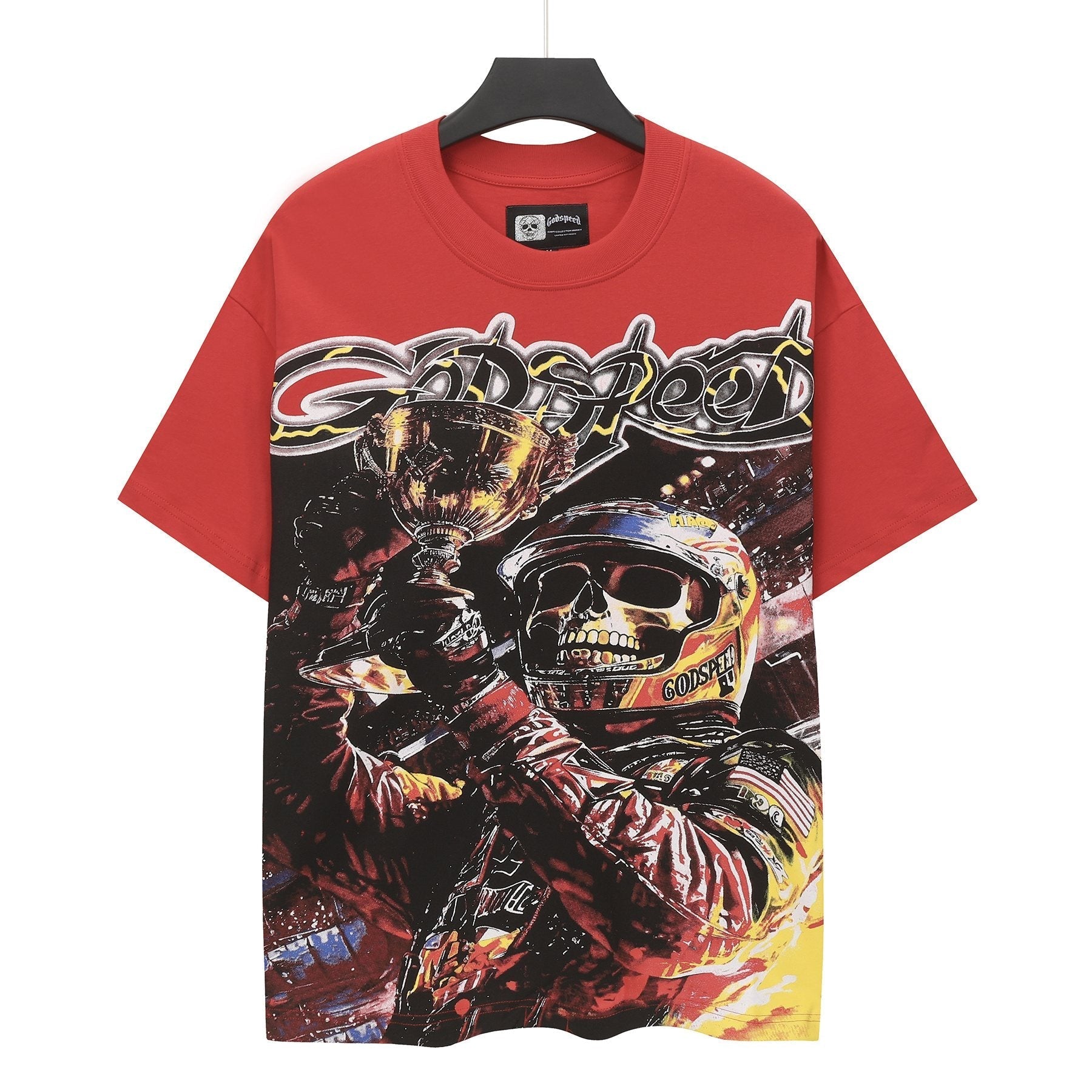 Godspeed Red Racing Skull Graphic T-Shirt — hero