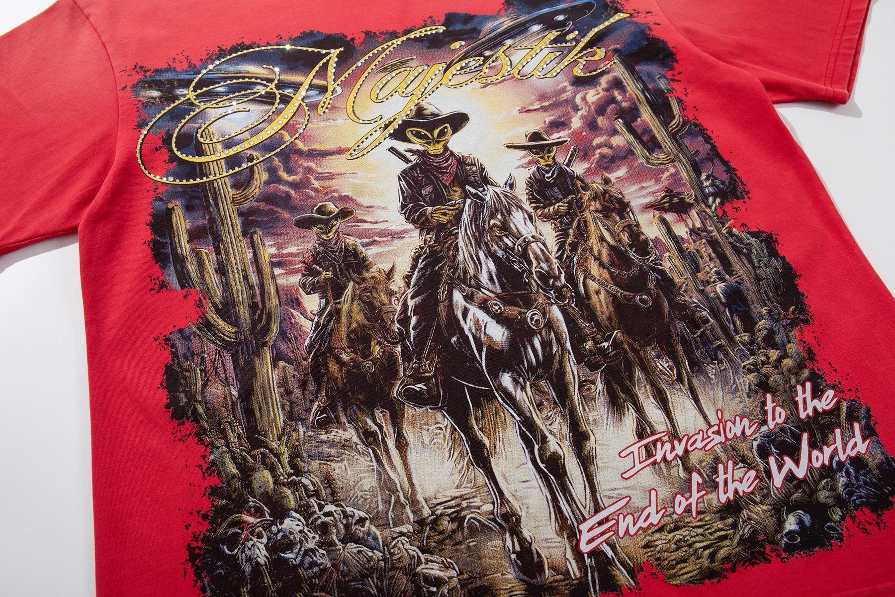 MAJESTIK Western Horse Graphic T-Shirt — detail