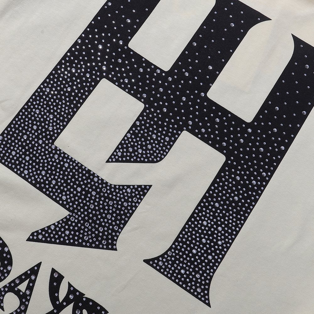 Life Hustlere Praying Angel Rhinestone Graphic T-Shirt — fabric_closeup