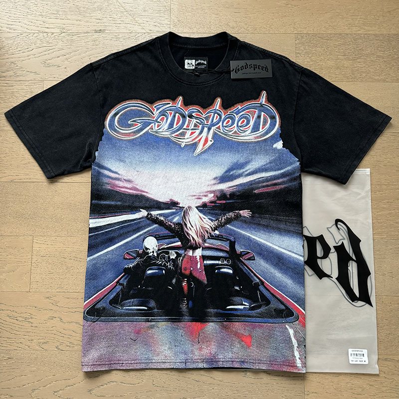 Godspeed Washed Black Graphic T-Shirt — context