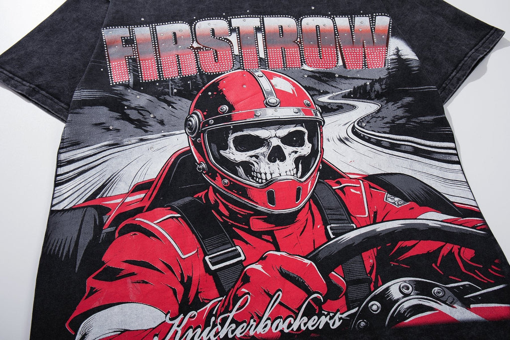 MAJESTIK Racing Skull Graphic T-Shirt — detail
