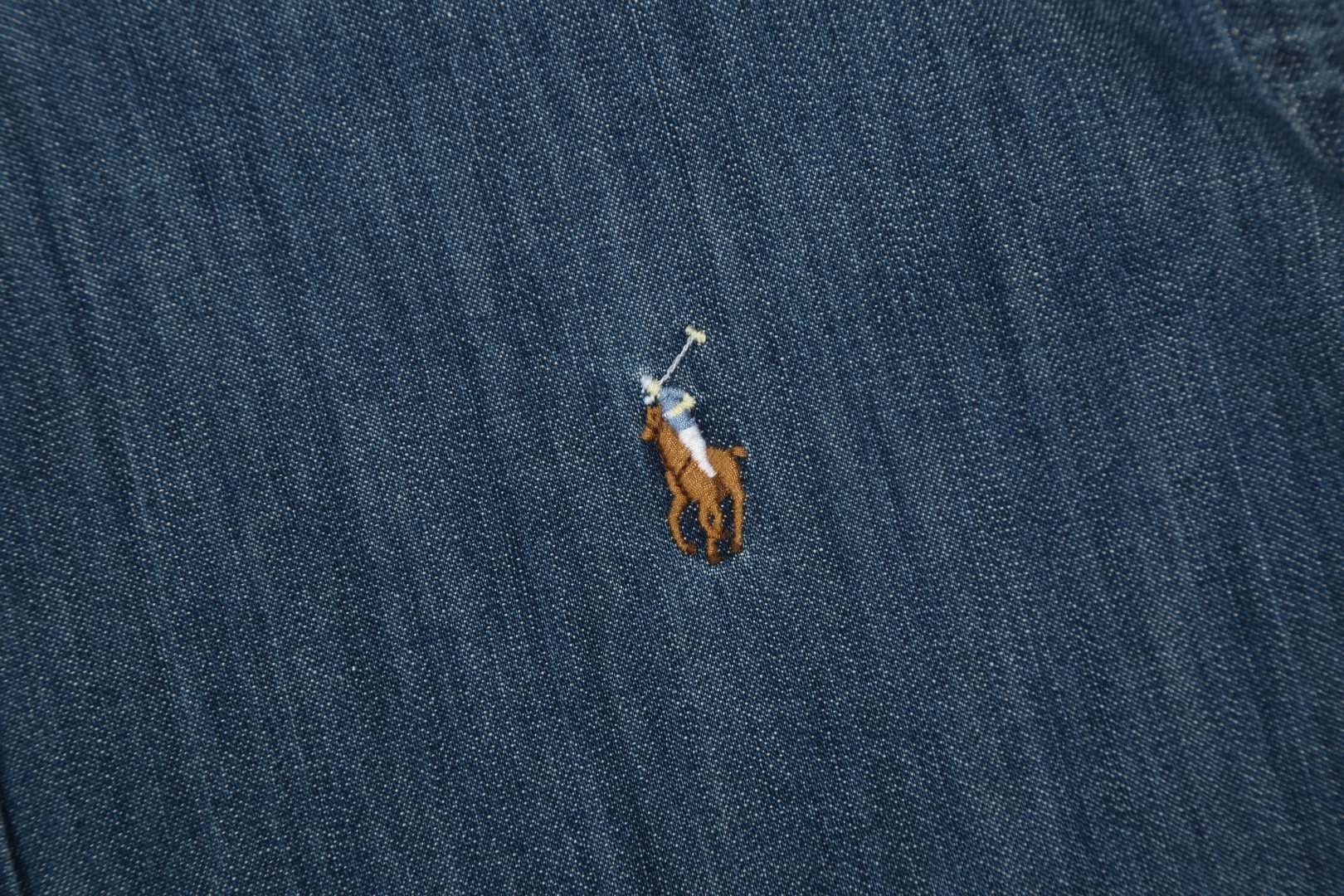 Test2-Ralph Lauren Slub Denim Short-Sleeve Button-Up Shirt — detail