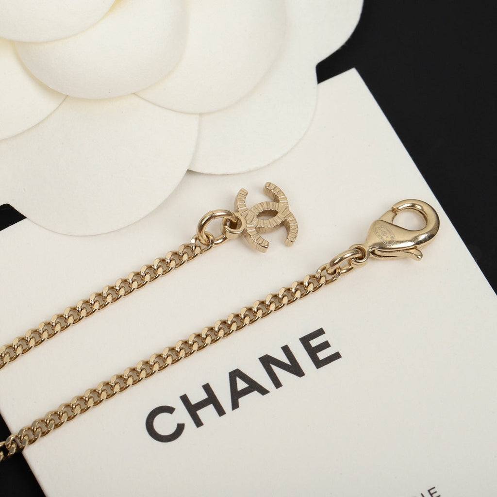 Chanel Perfume Bottle Pendant Gold Necklace
